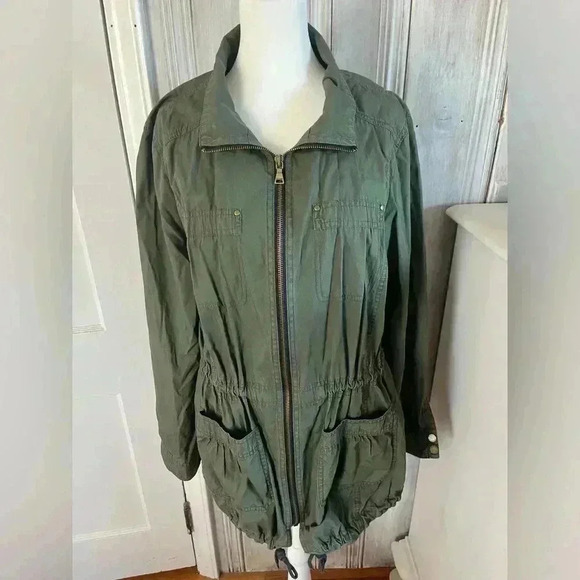 EXPRESS Army Green Jacket Grunge Indie Sleaze 90s L Gorpcore normcore tac… - Picture 1 of 9